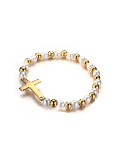 Elegant Gold Plated Cross Shaped Titanium Bracelet