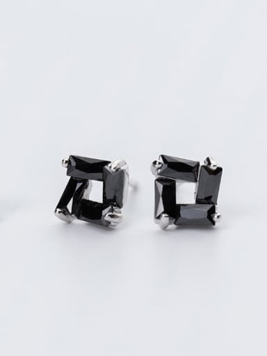Couples Hollow Square Shaped Crystals Stud Earrings