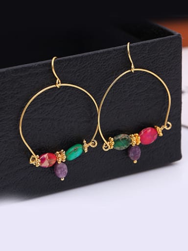 Women Creative Round Shaped Colorful Gemstone Earrings