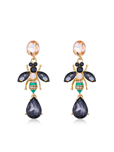 Personalized Honeybee Black Rhinestones Stud Earrings