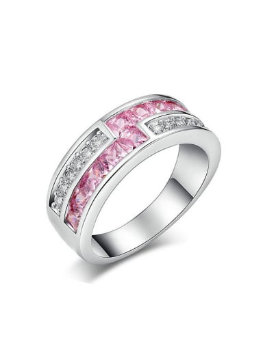 Fashion White Pink Zirconias Copper Ring