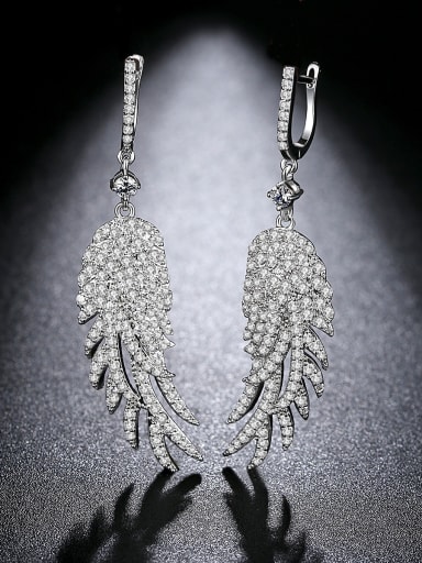 AAA zircon inlaid fashion Feather Earrings Gift