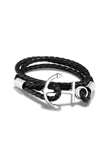 Fashion Ship Anchor Multi-band Artificial Leather Bracelet