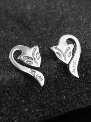 Personalized Little Fox 925 Sterling Silver Stud Earrings