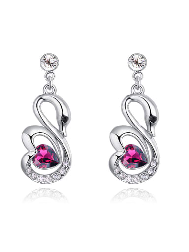 Fashion Swan Heart austrian Crystal Alloy Earrings