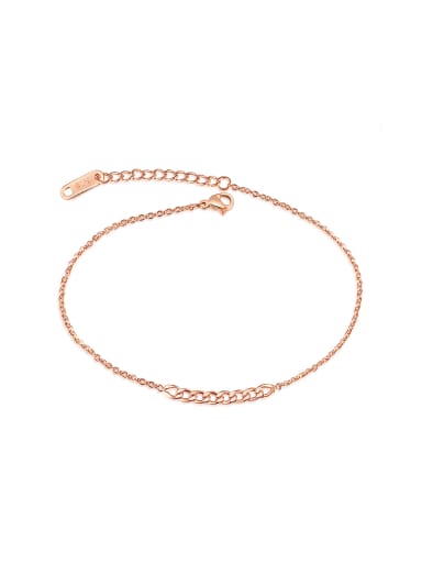 Simple Rose Gold Plated Titanium Women Anklet
