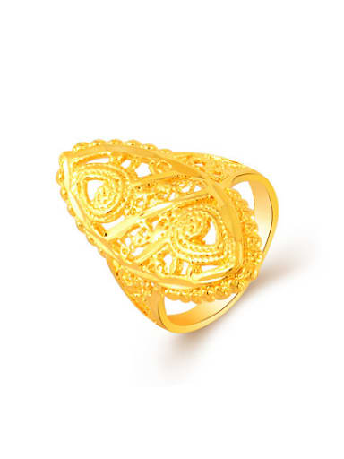 Exaggerated 24K Gold Plated Oval Shaped Copper Ring