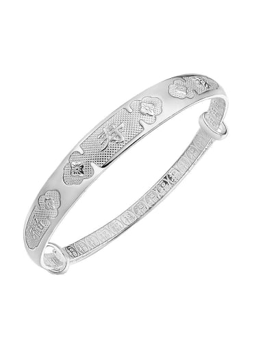 custom Ethnic style 999 Silver Chinese Characters-etched Adjustable Bangle