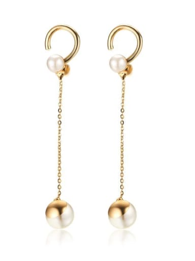 Stainless Steel With  Imitation Pearl Drop Earrings