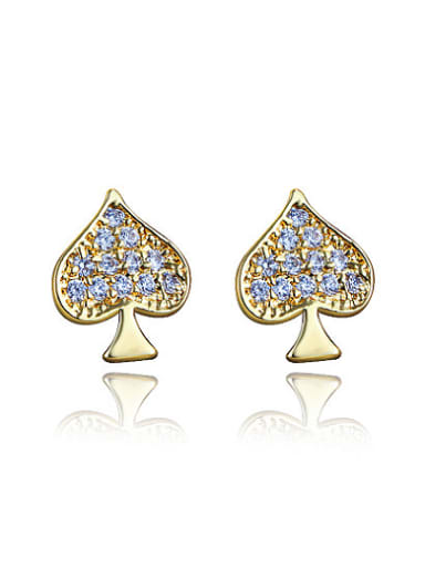 Elegant 18K Gold Plated Heart Shaped Zircon Stud Earrings