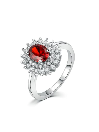 Luxury Flower Fashion Wedding Ring with Zircons