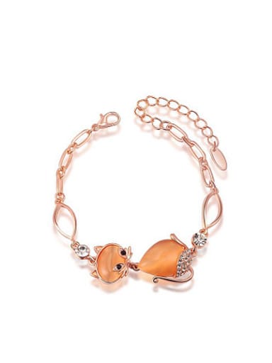 Adjustable Orange Cat Shaped Opal Bracelet