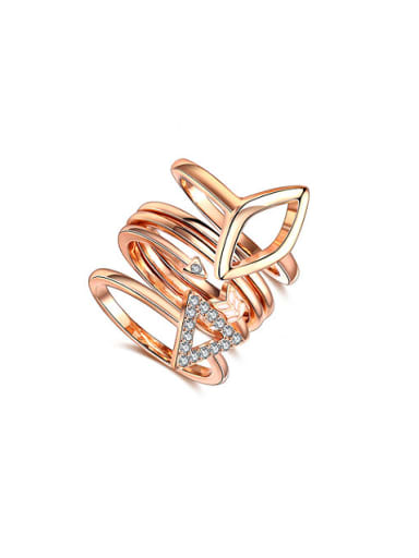 Exquisite Rose Gold Plated Geometric Shaped Rhinestones Five Pieces Ring Sets