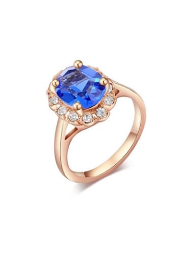 Elegant Blue Round Shaped AAA Zircon Ring