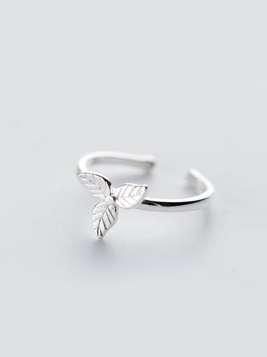 All-match Leaf Shaped S925 Silver Open Design Ring