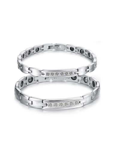 Fashion Rhinestones Cubic Magnets Titanium Lovers Bracelet