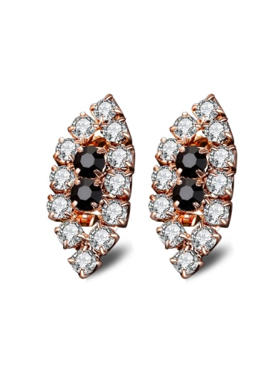 Elegant Copper Zircons Rose Gold Plated Stud Earrings