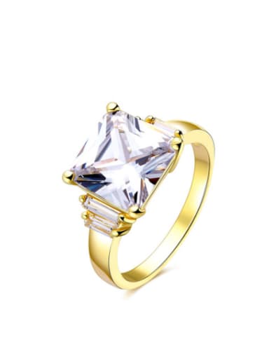 Exquisite 18K Gold Plated Square Shaped Zircon Ring