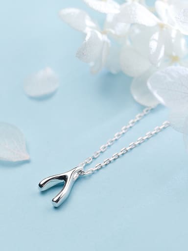 Women Fresh Letter V Shaped S925 Silver Necklace
