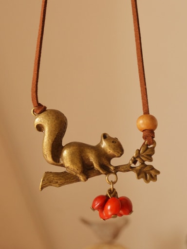 Squirrel Shaped Red Beads Necklace