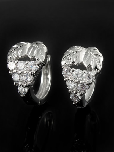 18K Platinum Plated Grape 4A Zircon Clip Earrings
