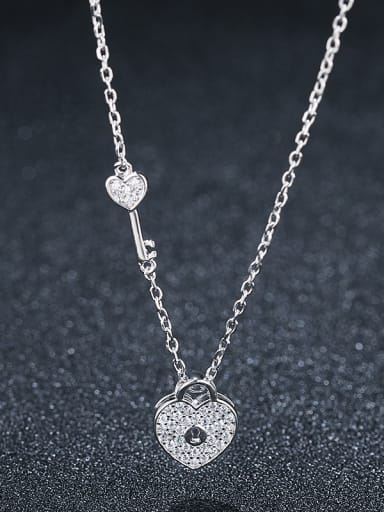 925 Sterling Silver With Platinum Plated Cute Heart Necklaces