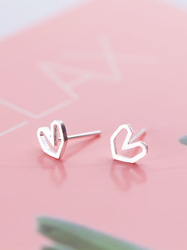 Lovely Heart Shaped S925 Silver Stud Earrings