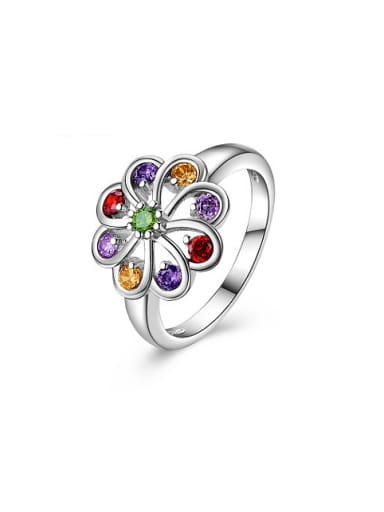 Fashion Colorful Flower Shaped Crystal Ring