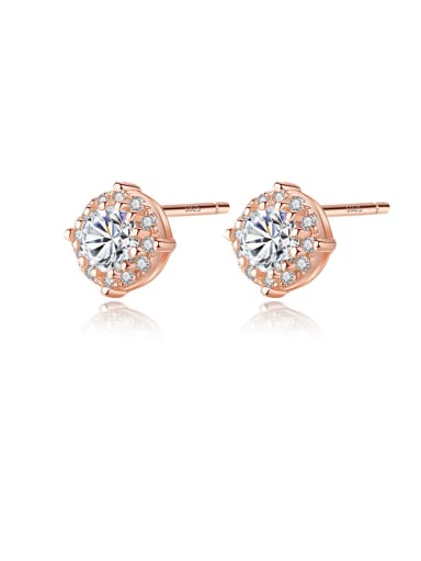 925 Sterling Silver With Rose Gold Plated Simplistic Geometric Stud Earrings