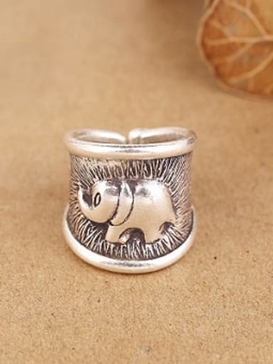 Retro Thai style Elephant God Silver Ring