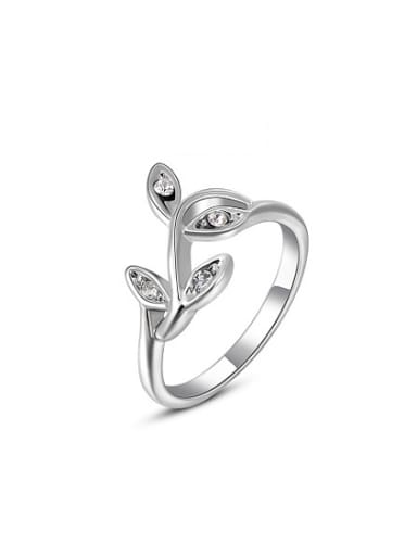 Exquisite Leaf Shaped Austria Crystal Ring
