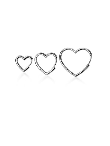 925 Sterling Silver With Platinum Plated Simplistic Heart Clip On Earrings