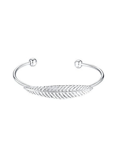 Platinum Plated Feather Shaped Open Design Bangle