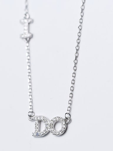 Fashion Monogrammed Shaped Rhinestones S925 Silver Necklace