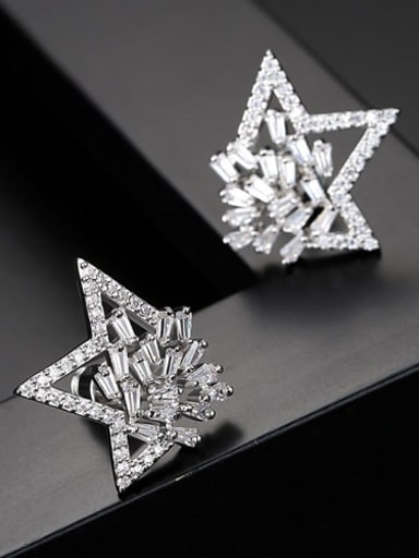 AAA zircon triangular star element Earrings