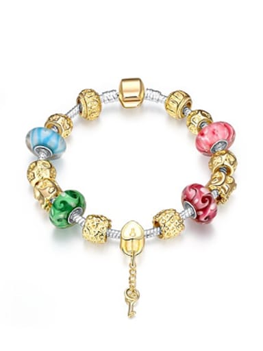 Gold Plated Decorations Glass Beads Bracelet