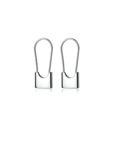 925 Sterling Silver With Glossy  Simplistic Hollow Paper  Clip On Earrings