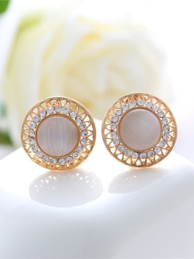 Fashion Round Opal stones Rhinestones Alloy Stud Earrings