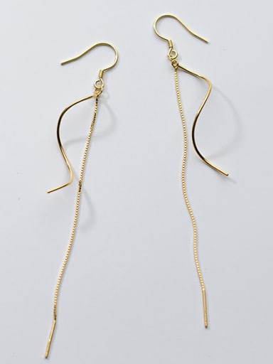 Elegant Gold Plated Wave Shaped S925 Silver Drop Earrings