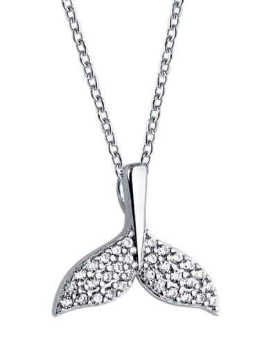 925 Sterling Silver With Cubic Zirconia Fashion Dolphin fishtail Necklaces