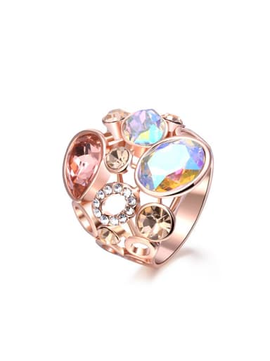 Creative Rose Gold Plated Glass Stone Ring