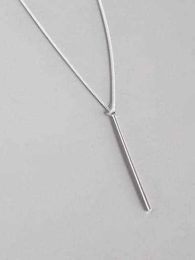 Sterling silver personality simple geometry  square tube necklace