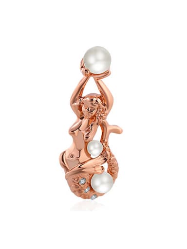 Personality Rose Gold Plated Artificial Pearl Brooch