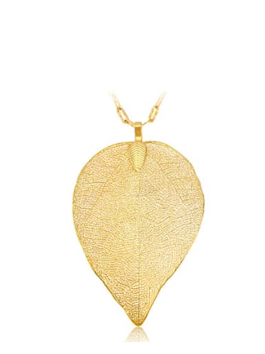 Copper Alloy 24K Gold Plated Creative Imitation Leaf Pendant