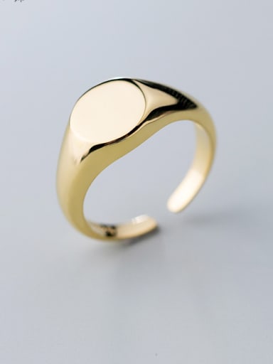 925 Sterling Silver With Gold Plated Simplistic Oval Free Size  Rings