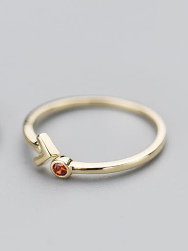 Elegant Gold Plated Arrow Shaped Zircon S925 Silver Ring