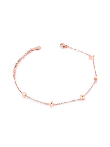 Simple Tiny Decorations Rose Gold Plated Titanium Anklet