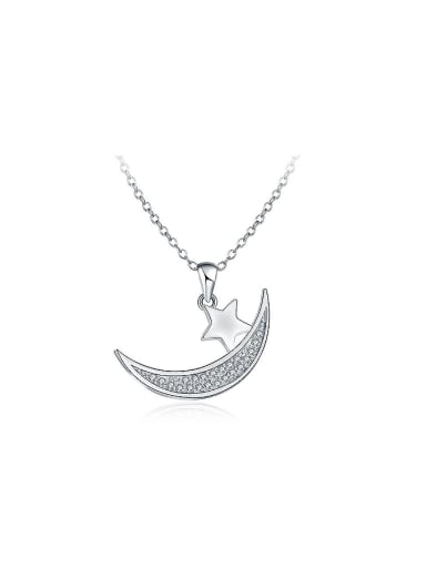 Fashionable Moon And Star Rhinestone Necklace