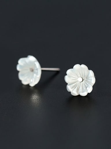 All-match Flower Shaped Shell S925 Silver Stud Earrings