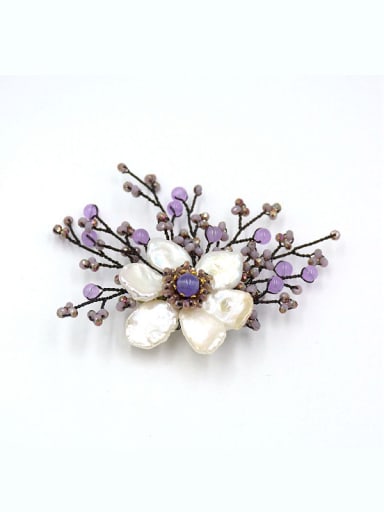 Elegant Gemstone Shell Flower Women Brooch